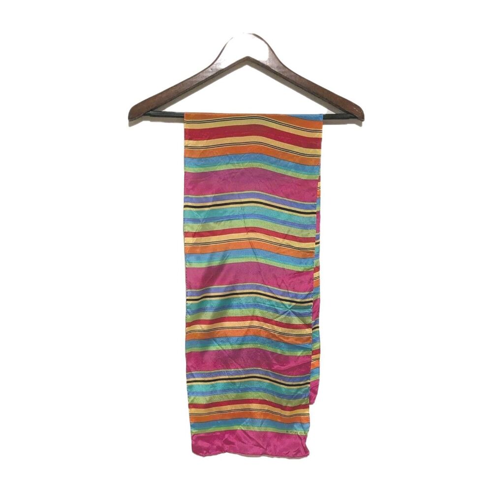 Echo Bright Multicolored Striped Long Rectangle Scarf 10”X52“